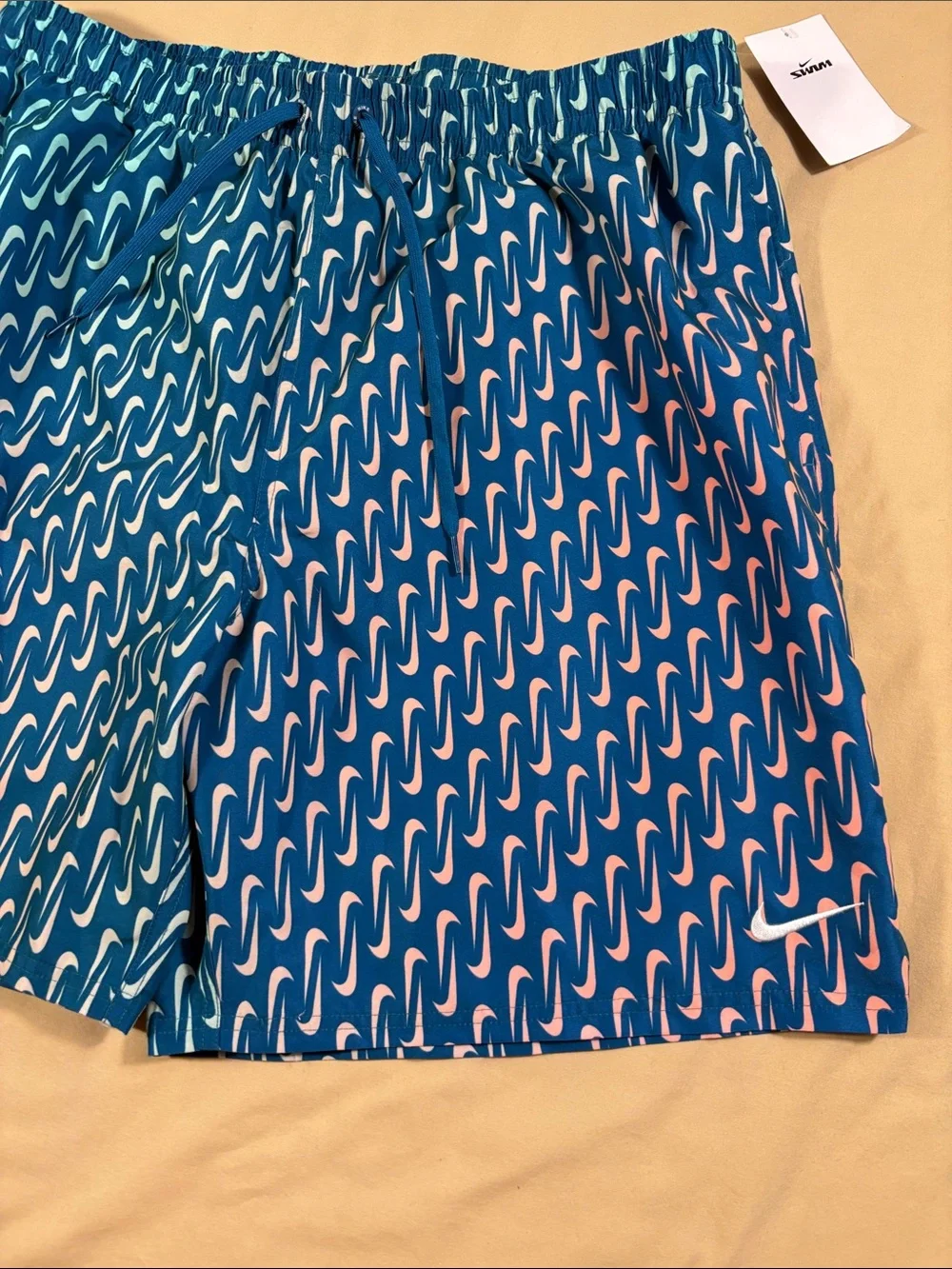 Nike Men's Swim Breaker Swoosh Link Lined Volley Shorts Teal Big & Tall XXLT NWT